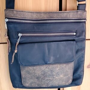 Indian Summer Black & Brown Soft Leather Crossbody Bag